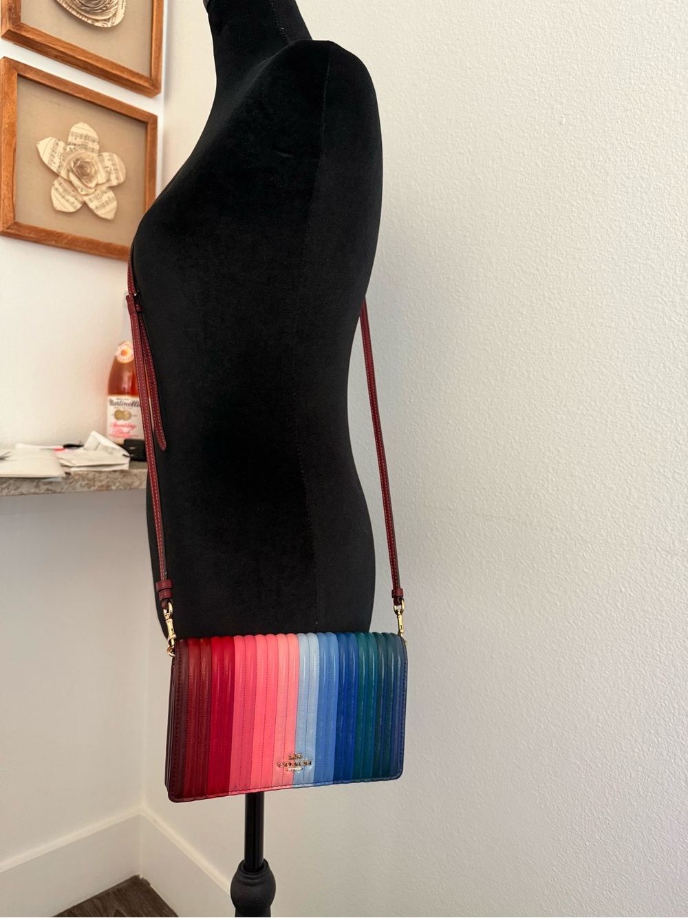 Coach Quilted Rainbow Gradient Leather Crossbody Anna Foldover - Picture 7 of 7